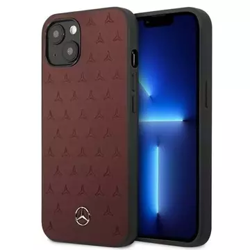 Mercedes MEHCP13MPSQRE Schutzhülle für Apple iPhone 13 6.1" rot/rot Hardcase Leder Sternenmuster