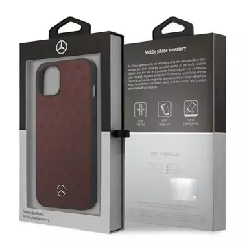 Mercedes MEHCP13MPSQRE Schutzhülle für Apple iPhone 13 6.1" rot/rot Hardcase Leder Sternenmuster