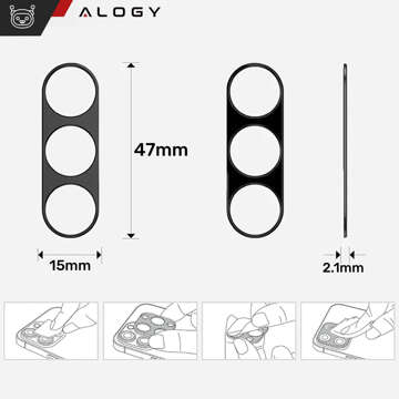 Metallabdeckung für Samsung Galaxy S24, Schutz für die Kamerainsel, Alogy Metal Lens, schwarz