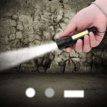 "Militärische taktische Taschenlampe Mini Pocket 3 Betriebsmodi LED XPE COB schwarz"