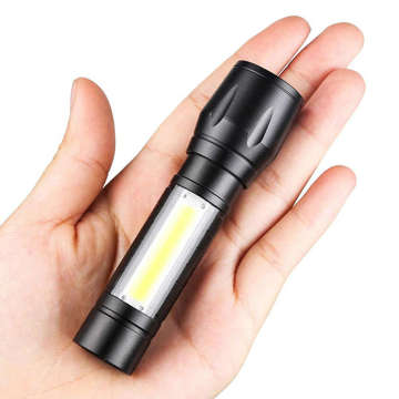 "Militärische taktische Taschenlampe Mini Pocket 3 Betriebsmodi LED XPE COB schwarz"