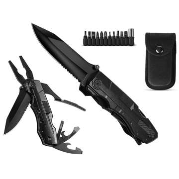 Multitool Multitool Set 21in1 Taschenmesser Zangen Schraubendreher mit Etui schwarz