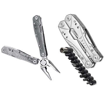 Multitool Multitool Set 23in1 Taschenmesser Zangen Schraubendreher mit Etui silber