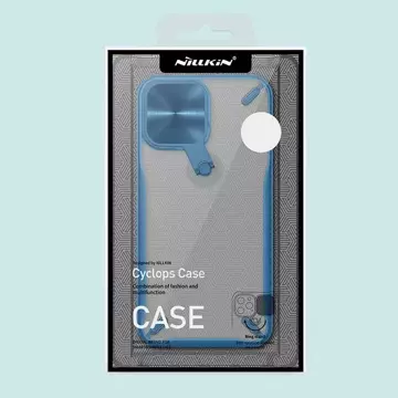 Nillkin Cyclops Case Eine strapazierfähige Hülle mit einer Kameraabdeckung und einem faltbaren Ständer für das iPhone 13 blau