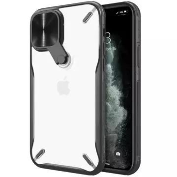 Nillkin Cyclops Case Strapazierfähige Hülle mit Kameraabdeckung und faltbarem Ständer für iPhone 13 Pro Max in Schwarz