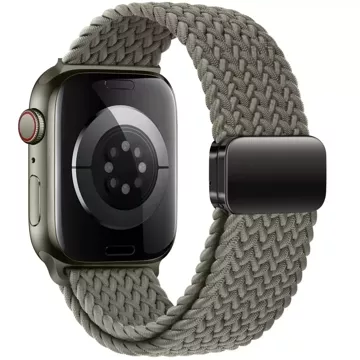 Nylonarmband für Apple Watch 7 / 8 / 9 / 4 / 5 / 6 / 7 / 8 / 9 / SE / ULTRA 1 / 2 (42 / 44 / 45 / 49 mm) NylonMag OLIVE GRAU