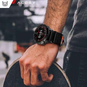 Nylonband für Garmin Fenix ​​​​5x / 6x / 7x / Pro / Descent / Tactix / Enduro (26 mm) Alogy Nylonband Schwarz