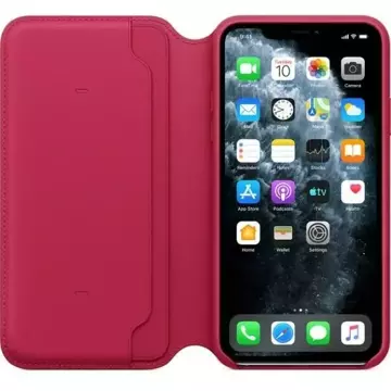 Original Apple Phone Case MY1N2ZM/A für Apple iPhone 11 Pro Max Himbeere/Himbeere Leder Book