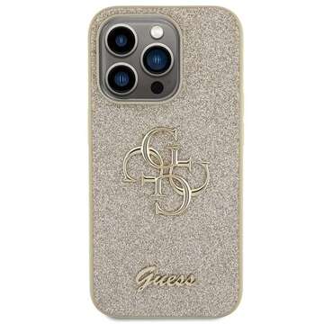 Original GUESS Hardcase GUHCP15LHG4SGD Hülle für iPhone 15 PRO (Fixed Glitter Big 4G / Gold)