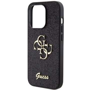 Original GUESS Hardcase GUHCP15LHG4SGK Hülle für iPhone 15 PRO (Fixed Glitter Big 4G / schwarz)