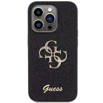 Original GUESS Hardcase GUHCP15LHG4SGK Hülle für iPhone 15 PRO (Fixed Glitter Big 4G / schwarz)