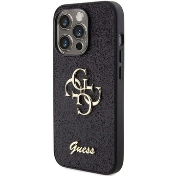 Original GUESS Hardcase GUHCP15LHG4SGK Hülle für iPhone 15 PRO (Fixed Glitter Big 4G / schwarz)