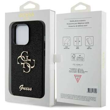 Original GUESS Hardcase GUHCP15LHG4SGK Hülle für iPhone 15 PRO (Fixed Glitter Big 4G / schwarz)