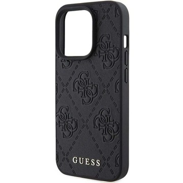 Original GUESS Hardcase GUHCP15LP4EPMK Hülle für iPhone 15 PRO (Quilted 4G Classic / schwarz)