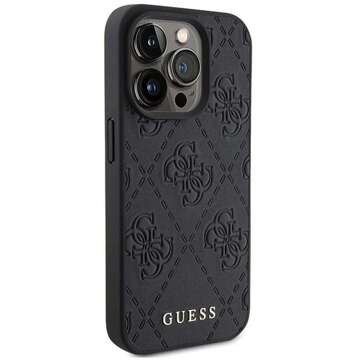 Original GUESS Hardcase GUHCP15LP4EPMK Hülle für iPhone 15 PRO (Quilted 4G Classic / schwarz)