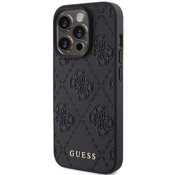 Original GUESS Hardcase GUHCP15LP4EPMK Hülle für iPhone 15 PRO (Quilted 4G Classic / schwarz)