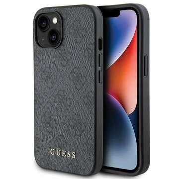 Original GUESS Hardcase GUHCP15MG4GFGR Hülle für iPhone 15 PLUS (4G Metalllogo / Grau)