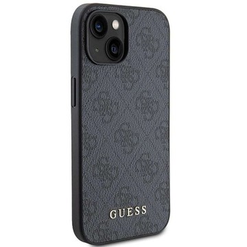 Original GUESS Hardcase GUHCP15MG4GFGR Hülle für iPhone 15 PLUS (4G Metalllogo / Grau)