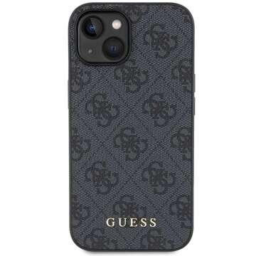 Original GUESS Hardcase GUHCP15MG4GFGR Hülle für iPhone 15 PLUS (4G Metalllogo / Grau)