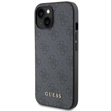 Original GUESS Hardcase GUHCP15MG4GFGR Hülle für iPhone 15 PLUS (4G Metalllogo / Grau)