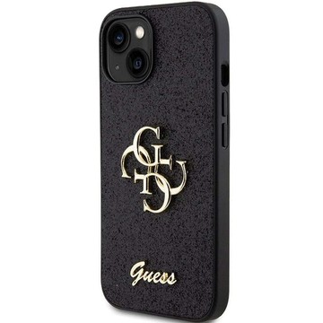 Original GUESS Hardcase GUHCP15SHG4SGK Hülle für iPhone 15 (Fixed Glitter Big 4G / schwarz)