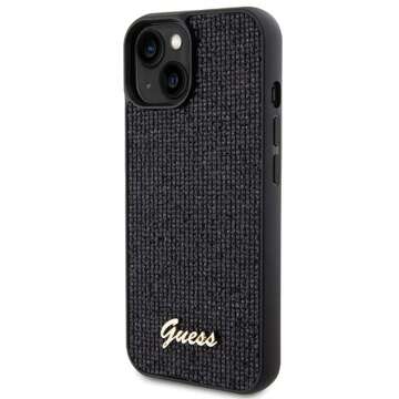 Original GUESS Hardcase GUHCP15SPMSDGSK Hülle für iPhone 15 (Disco Script Metal / Schwarz)