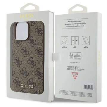 Original GUESS Hardcase GUHCP15XG4GFBR Hülle für iPhone 15 PRO MAX (4G Metalllogo / braun)