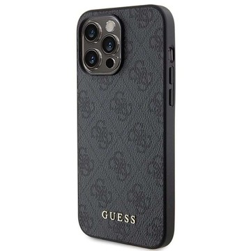 Original GUESS Hardcase GUHCP15XG4GFGR Hülle für iPhone 15 PRO MAX (4G Metalllogo / Grau)