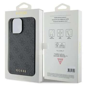 Original GUESS Hardcase GUHCP15XG4GFGR Hülle für iPhone 15 PRO MAX (4G Metalllogo / Grau)