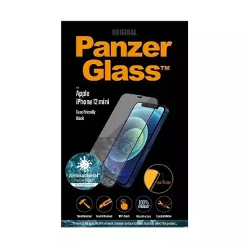 PanzerGlass E2E Superglas für iPhone 12 Mini Case Friendly AntiBacterial MicroFracture schwarz/schwarz