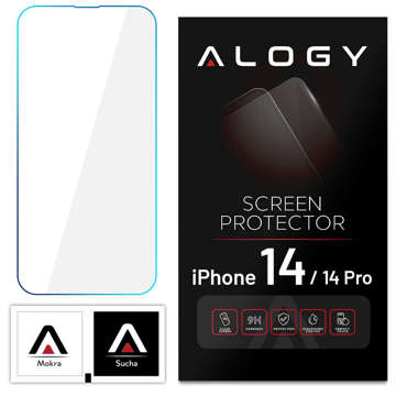 Panzerglas 9H Alogy Displayschutz für Apple iPhone 14/14 Pro