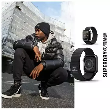 Pasek SuperDry Uhrenarmband Apple Watch 38/40/41 mm Nylon Weave czarny/black 41673