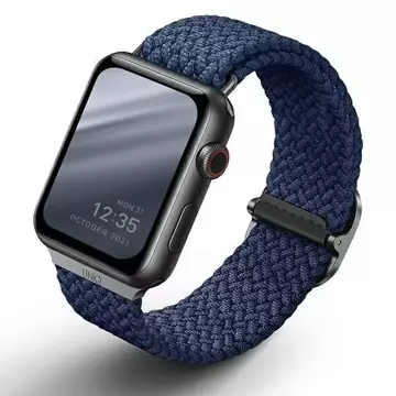 Pasek UNIQ Aspen do Apple Watch 40/38/41 mm Serie 4/5/6/7/8/SE/SE2 Geflochtenes Niebieski/Oxford-Blau