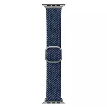 Pasek UNIQ Aspen do Apple Watch 40/38/41 mm Serie 4/5/6/7/8/SE/SE2 Geflochtenes Niebieski/Oxford-Blau