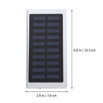 PowerBank Solar Wasserdichte Powerbank LED Taschenlampe Externes Ladegerät Powerbank USB 20000mAh Silber