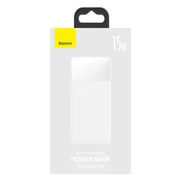 Powerbank mit Display Baseus Bipow 10000mAh 15W weiß (Overseas Edition) USB-A - Micro USB Kabel 0,25m weiß (PPBD050002)