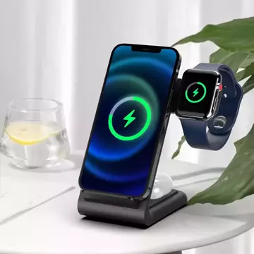 QI15W-A20 3in1 Wireless Charger Schwarzes Induktionsladegerät