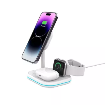 QI15W-A27 3IN1 magnetisches MagSafe kabelloses Ladegerät für iPhone/AirPods/Watch Weiß