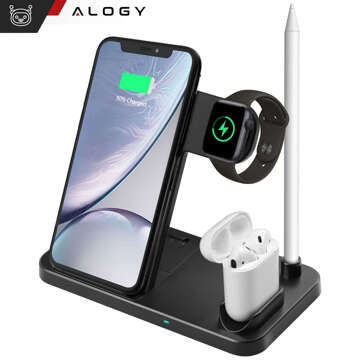 Qi 4in1 Alogy Induktionsladegerät für Apple iPhone / Watch / AirPods / Pen Black