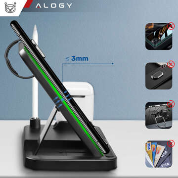 Qi 4in1 Alogy Induktionsladegerät für Apple iPhone / Watch / AirPods / Pen Black