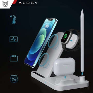 Qi 4in1 Alogy Induktionsladegerät für Apple iPhone / Watch / AirPods / Pen White