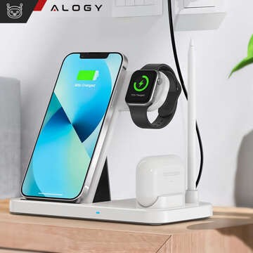 Qi 4in1 Alogy Induktionsladegerät für Apple iPhone / Watch / AirPods / Pen White