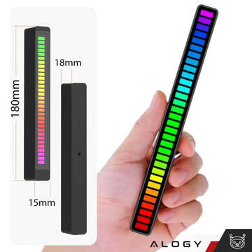 RGB-LED-Lampe USB-Lampe blinkt im Rhythmus der Musik Smart Bar 18 cm bunt 32bit Gaming Alogy Schwarz