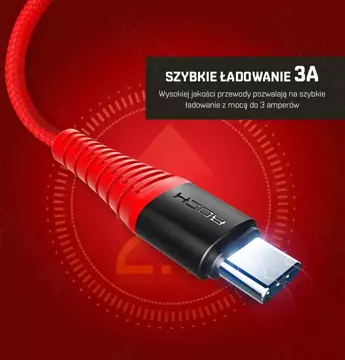 ROCK SPACE Verstärktes USB-C-Kabel 3A 1m Schwarz