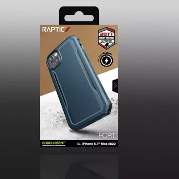 Raptic Fort Case iPhone 14 Plus mit gepanzerter blauer MagSafe-Hülle