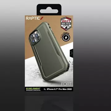 Raptic Fort Case iPhone 14 Pro Max mit gepanzerter MagSafe-Hülle grün