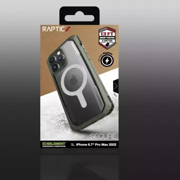 Raptic Secure Case für iPhone 14 Pro Max mit gepanzerter MagSafe-Hülle grün