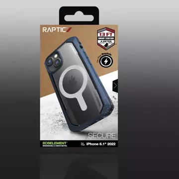 Raptic Secure Case iPhone 14 mit gepanzerter blauer MagSafe-Hülle