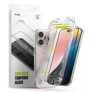 Ringke Easy Slide 2er-Pack Sichtschutzglas iPhone 16 Pro Schwarz