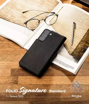 Ringke Folio Signature Flip Leather Case für Samsung Galaxy S22 (S22 Plus) Schwarz (FSS118R262)